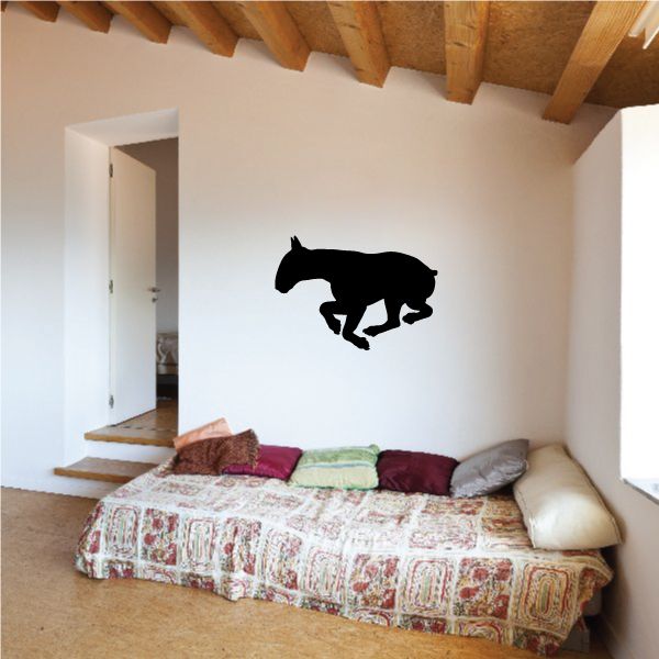 Black running bull terrier wall decal silhouette