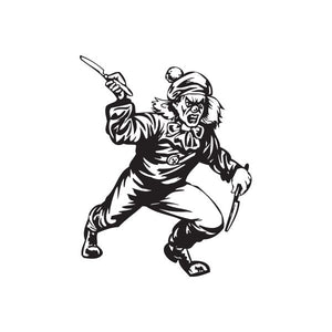 Running clown razors decal, black outline