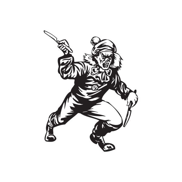 Running clown razors decal, black outline