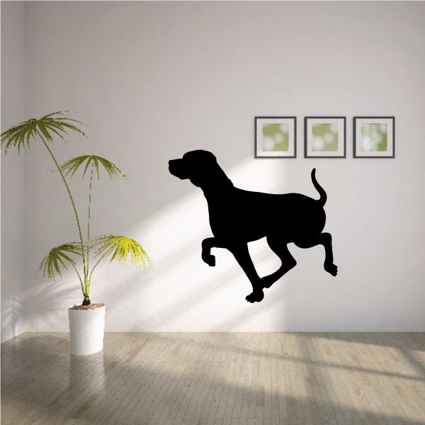 Running coonhound vinyl decal, dark dog silhouette