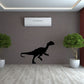 Running Dilophosaurus decal, black dinosaur silhouette with open mouth and claws