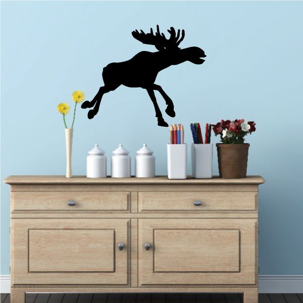 Image of Running Moose Silhouette Decal