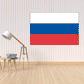 Russia flag sticker, rectangular with white top, blue middle, red bottom stripes.