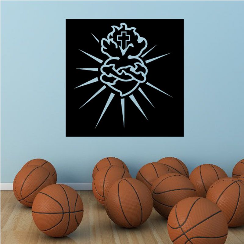 Image of Sacred Heart and Light Rays Decal