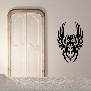 Winged scarab beetle decal sticker with black sacred emblem design