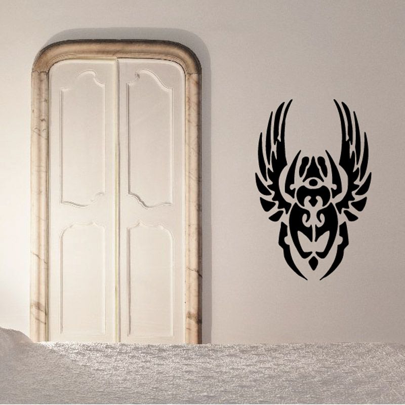 Winged scarab beetle decal sticker with black sacred emblem design