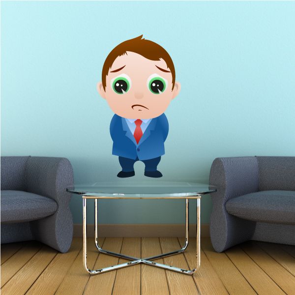 Image of Sad Cartoon Businessman Wall Decal - Vinyl Sticker - Car Sticker - IDCOLOR019