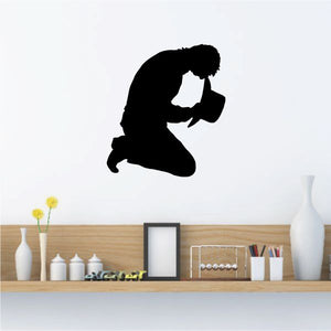 Black praying cowboy silhouette decal