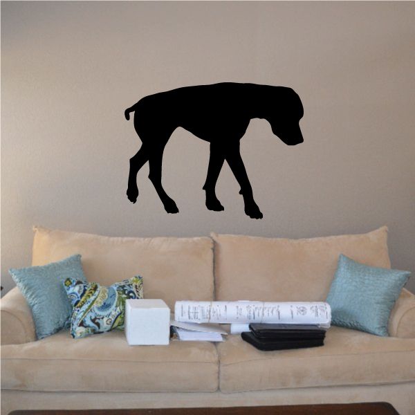 Black hound silhouette wall decal with sad posture