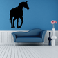 Horse decal with black silhouette in standing pose, curious look