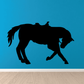 Saddled kneeling horse decal, black horse silhouette