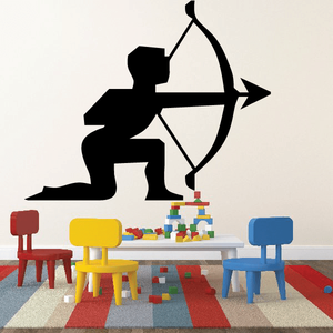 Sagittarius archer wall decal with black bow and circular target silhouette