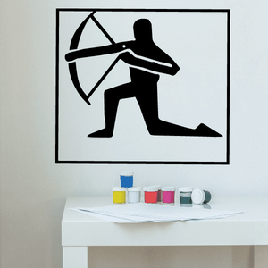 Framed Sagittarius archer decal, black silhouette in rectangular frame