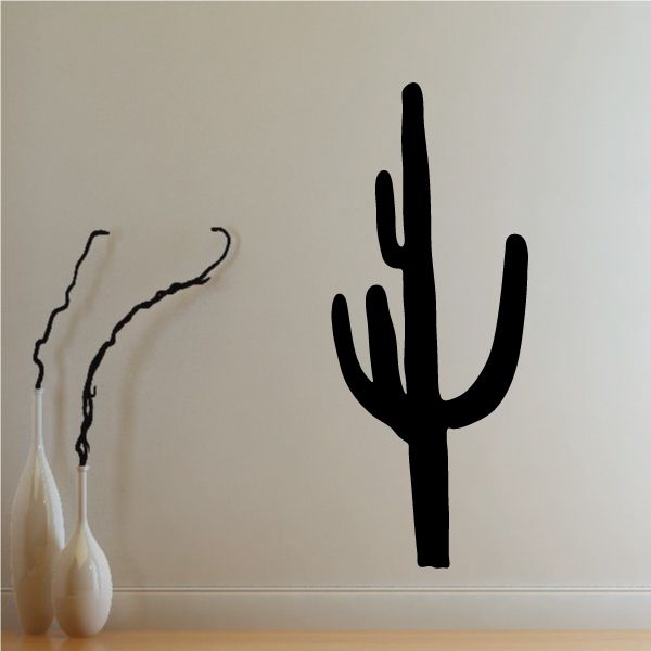 Saguaro cactus wall decal, black silhouette with three arms
