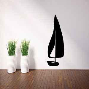 Black sail boat wall decal with single sail on smooth wall