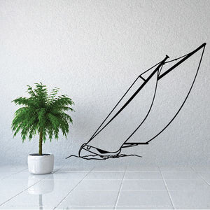 Large sailboat wall decal, black line art sailboat