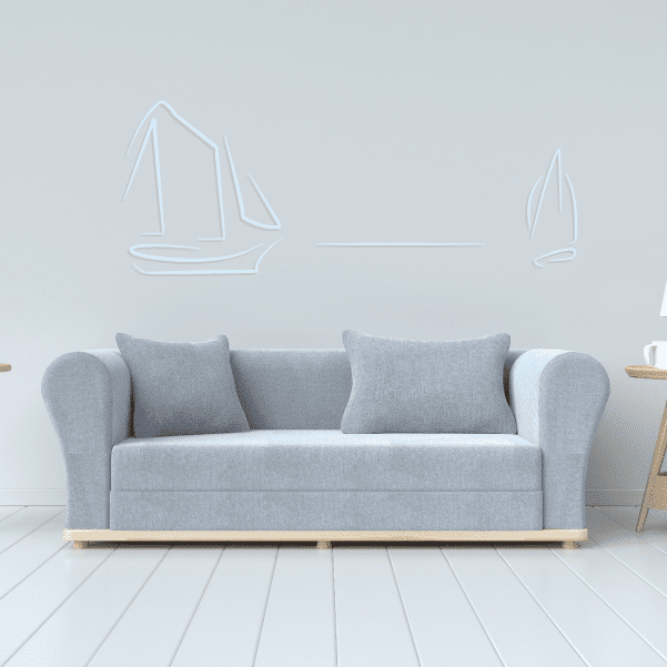Sailboat wall decal vinyl sticker, white outline sail and hull