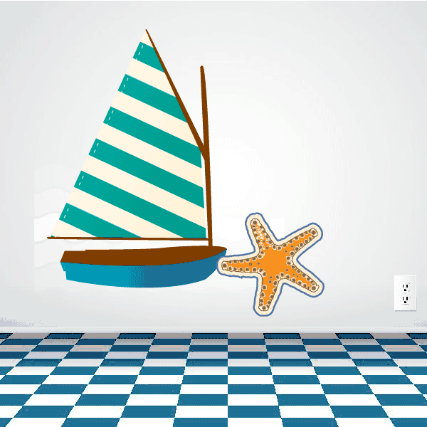 Image of Sailboat with Starfish Printed Decal