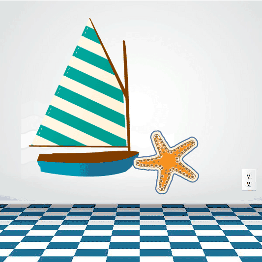 Image of Sailboat with Starfish Printed Decal