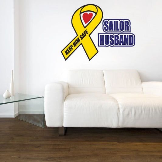 Image of Sailor Husband Ribbon Printed Die Cut Decal