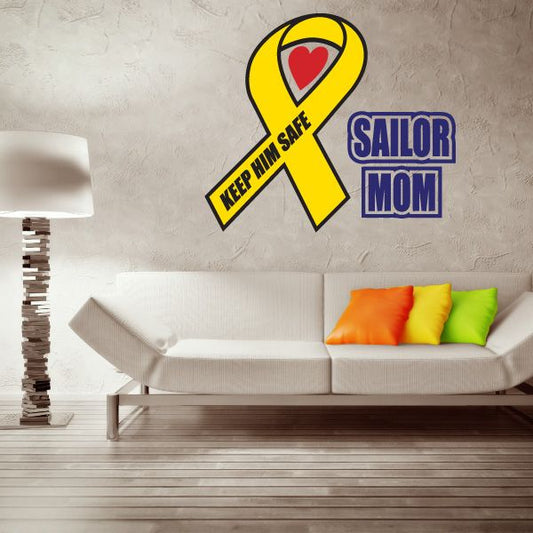 Image of Sailor Mom Ribbon Printed Die Cut Decal