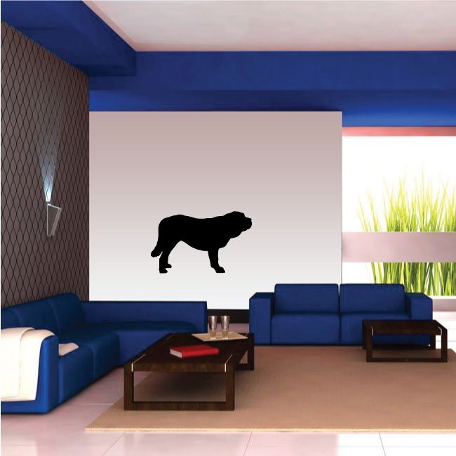 Saint Bernard dog decal, black silhouette on white background.
