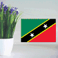 Nevis flag sticker, green and red with diagonal black band, yellow stripe, white stars