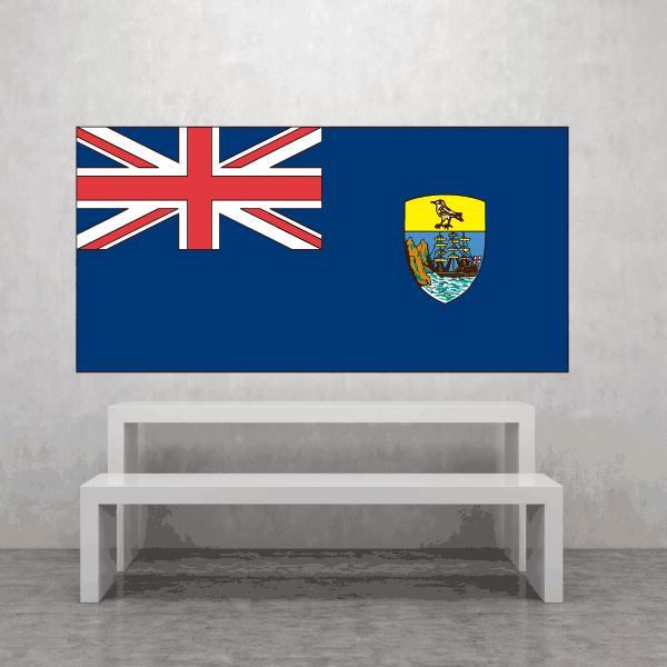 Rectangular Saint Helena flag sticker with Union Jack corner and crest emblem