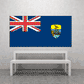 Rectangular Saint Helena flag sticker with Union Jack corner and crest emblem