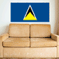 Saint Lucia flag sticker, rectangular blue design with white and yellow triangles