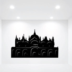 Black basilica silhouette wall decal with domes and crosses