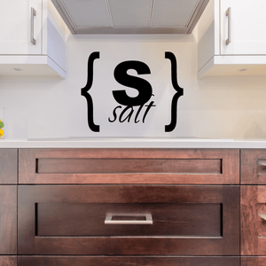 Salt bracket wall decal, black with curly brace and cursive salt
