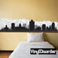City skyline wall decal with mountains and dark silhouetted buildings
