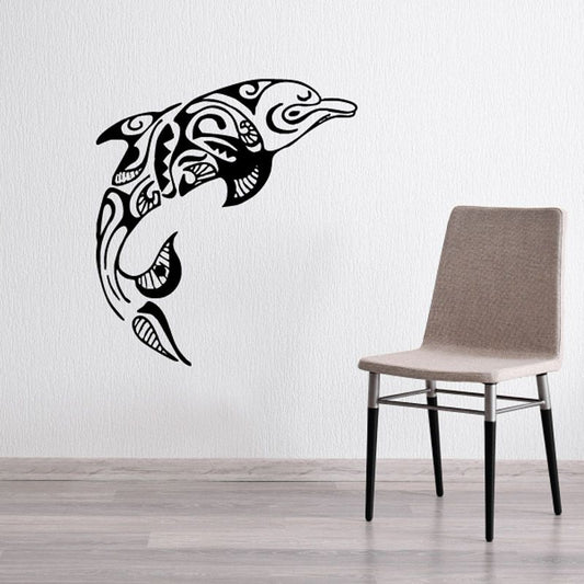 Image of Samoan Tribal Tattoo Dolphin Decal