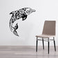 Dolphin tribal tattoo wall decal, black graphic