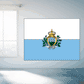 San Marino flag sticker with central coat of arms and light blue bands