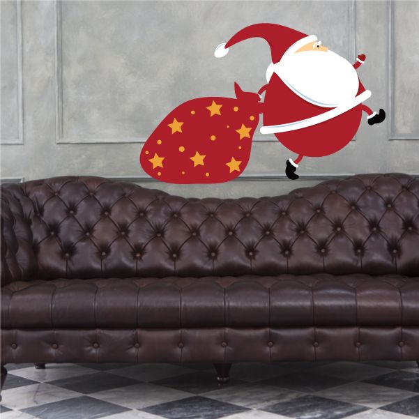 Image of Santa Carrying Presents Printed Die Cut Decal