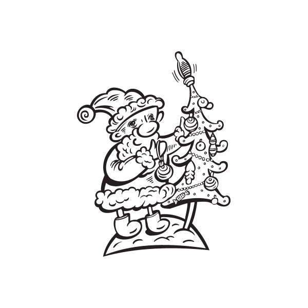 Image of Santa Clause Admiring Christmas Tree Decal