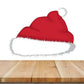 Santa hat with fluffy brim, red with white trim and pom-pom