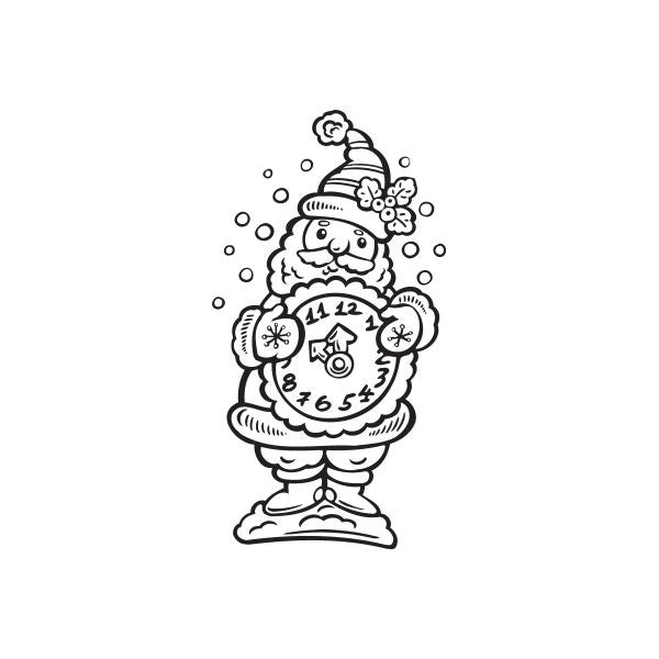 Image of Santa Clause Holding Clock Decal