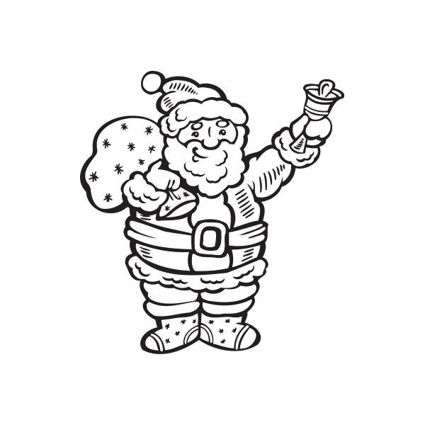 Image of Santa Clause Holding Present Sack Ringing Bell Decal