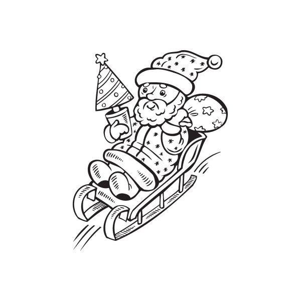 Image of Santa Clause Sledding with Presents Decal