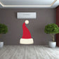Santa hat sticker with red fabric and white brim and pom-pom