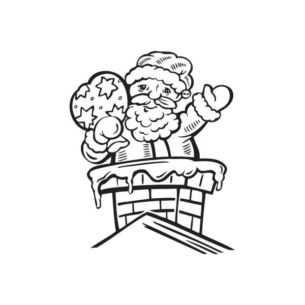 Image of Santa Clause Waving from Chimney Decal