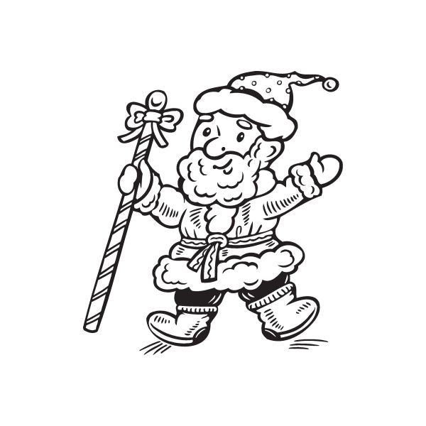 Image of Santa Clause with Christmas Cane Decal