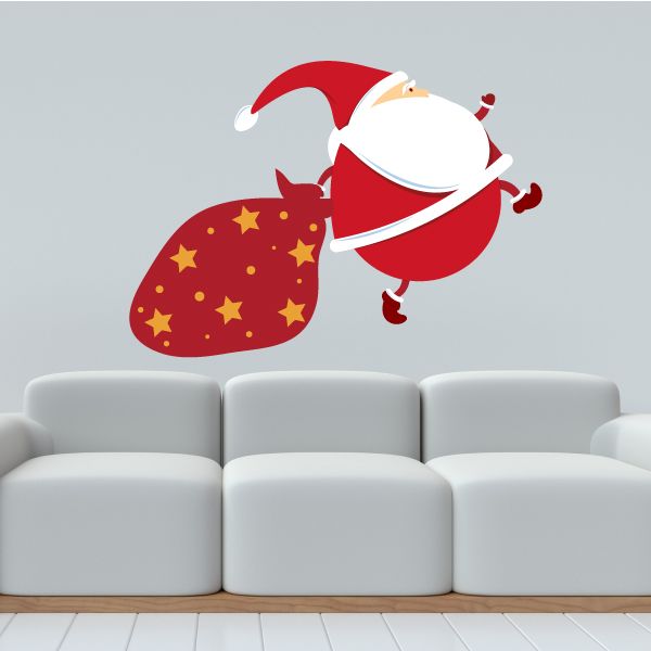 Image of Santa Dragging Chirstmas Presents Sack Sticker