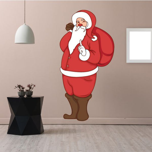 Image of Santa Holding Christmas Waving Finger Sticker