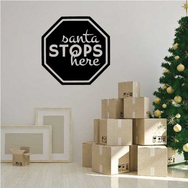 Image of Santa Stops Here Sign Decal