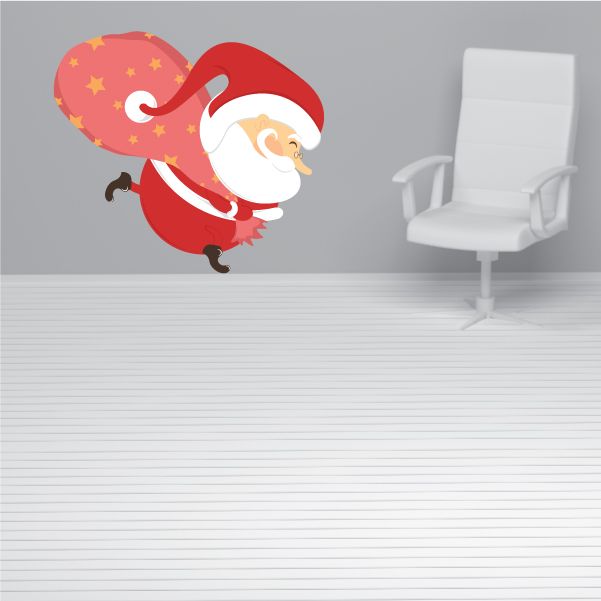 Image of Santa Tip Toeing Printed Die Cut Decal