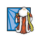 Santa vinyl wall decal: white-bearded Santa with orange flames, blue background frame